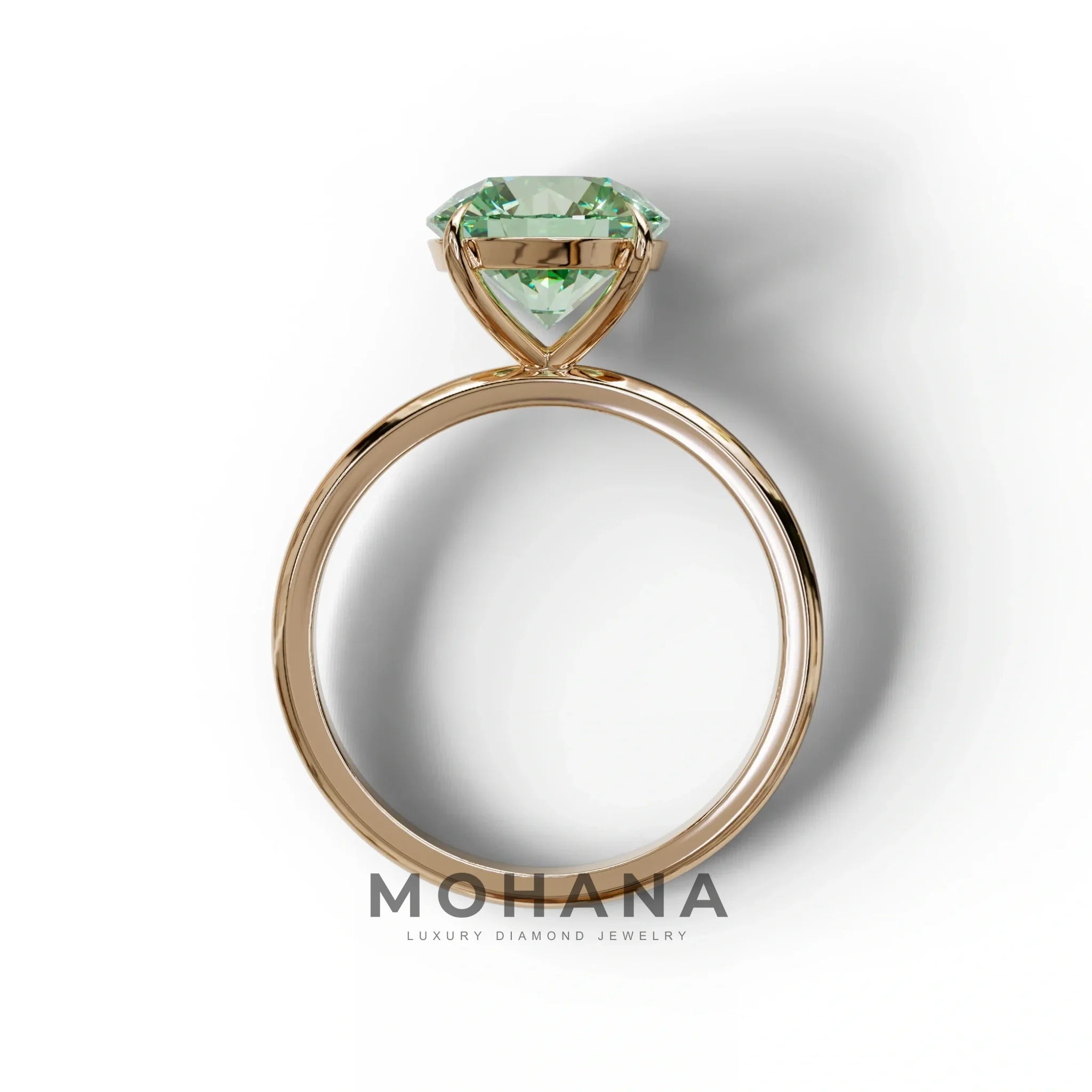 Green Round Cut Solitaire Lab Diamond Engagement Ring - Italia