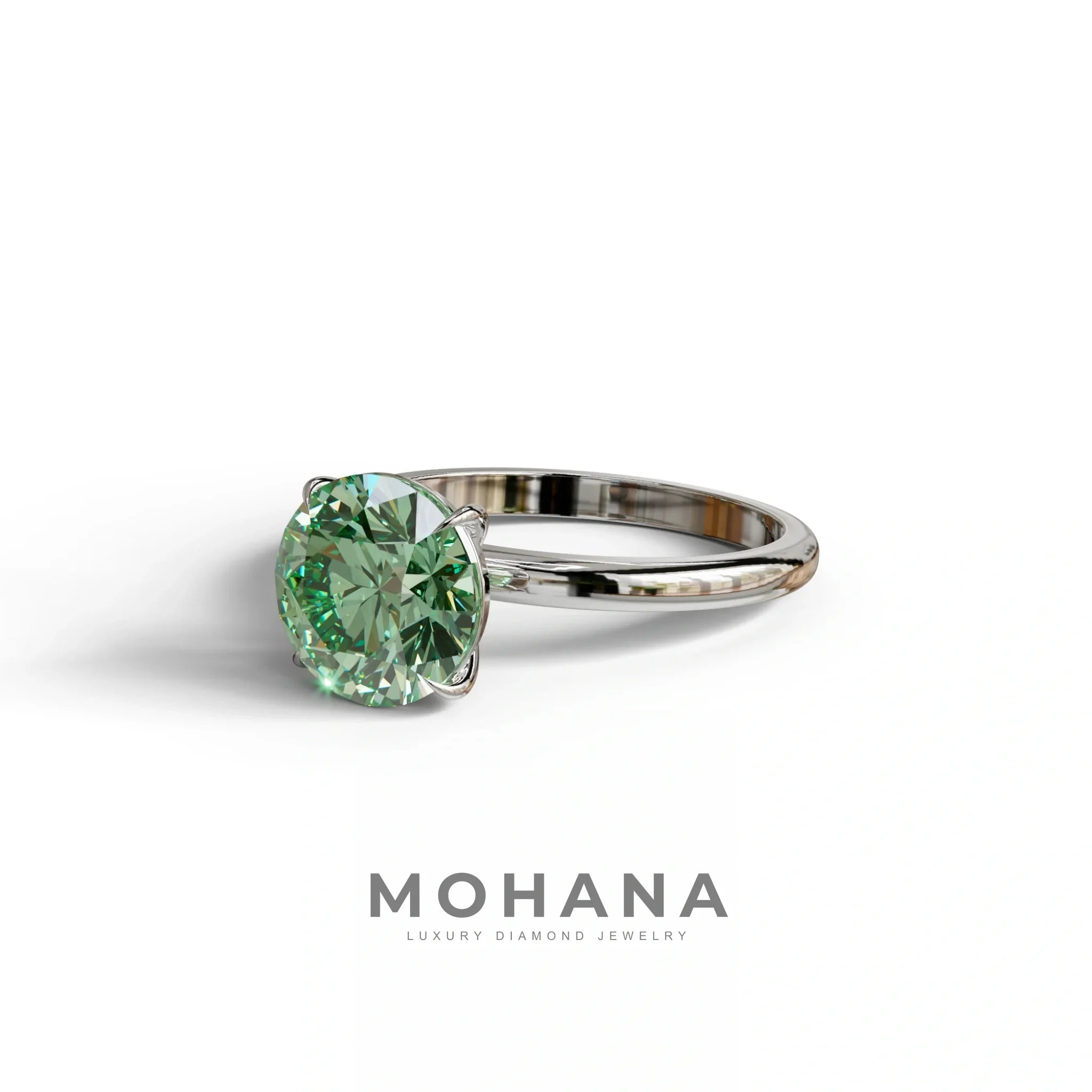 Green Round Cut Solitaire Lab Diamond Engagement Ring - Italia