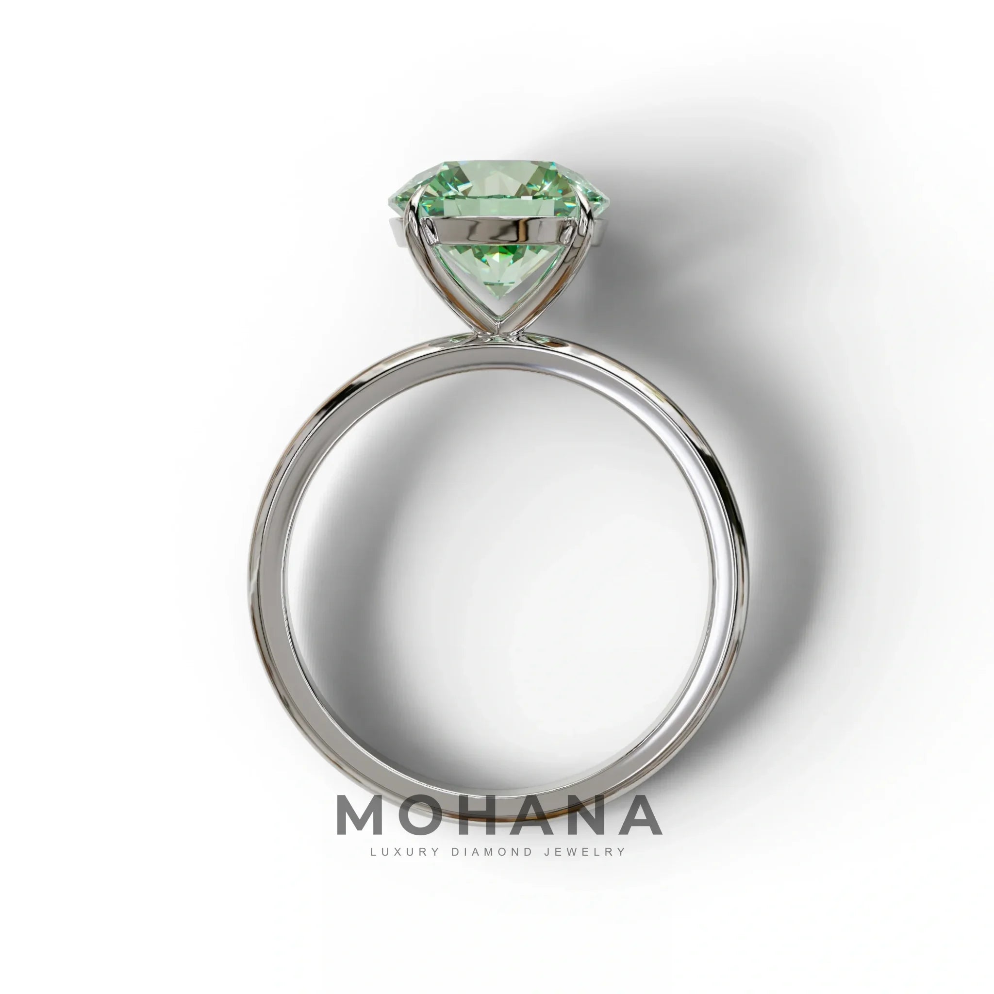 Green Round Cut Solitaire Lab Diamond Engagement Ring - Italia