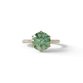 2.5 Carat Green Round Cut Hidden Halo & Pave Lab Diamond Ring - Hyper Saga - 10K Solid Gold / Yellow Gold