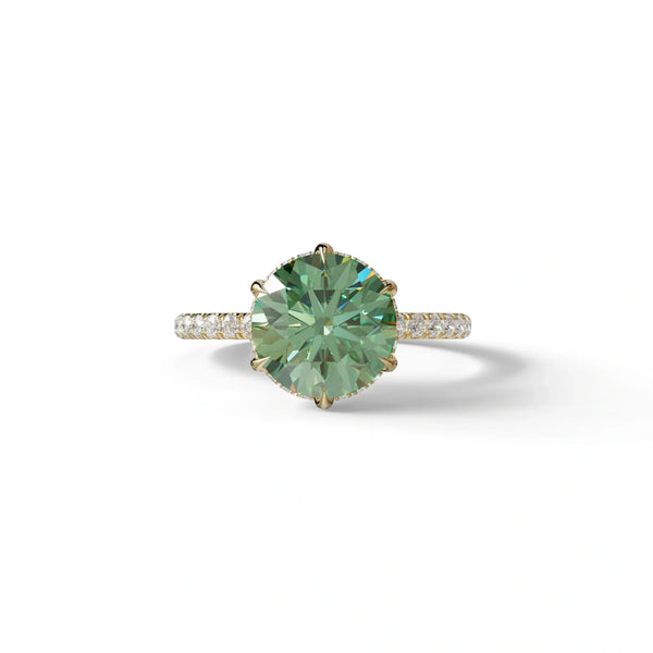 2.5 Carat Green Lab Grown Diamond Engagement Ring – Round Cut Hidden Halo | Hyper Saga