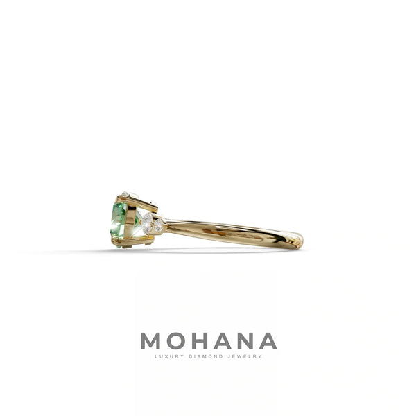2 to 5 Carat Green Lab Grown Diamond Engagement Ring – Round Cut Three Stone | Romance alternate view