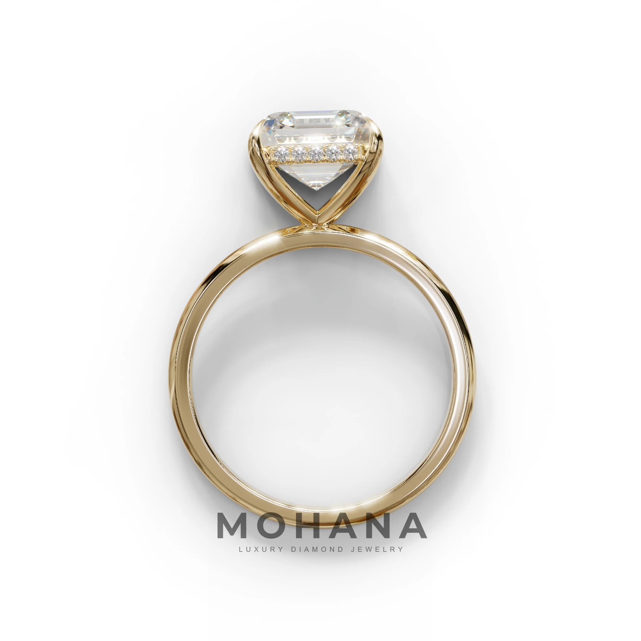 2.5 Carat E-VVS Asscher Cut Hidden Halo Setting Lab Grown Diamond Ring