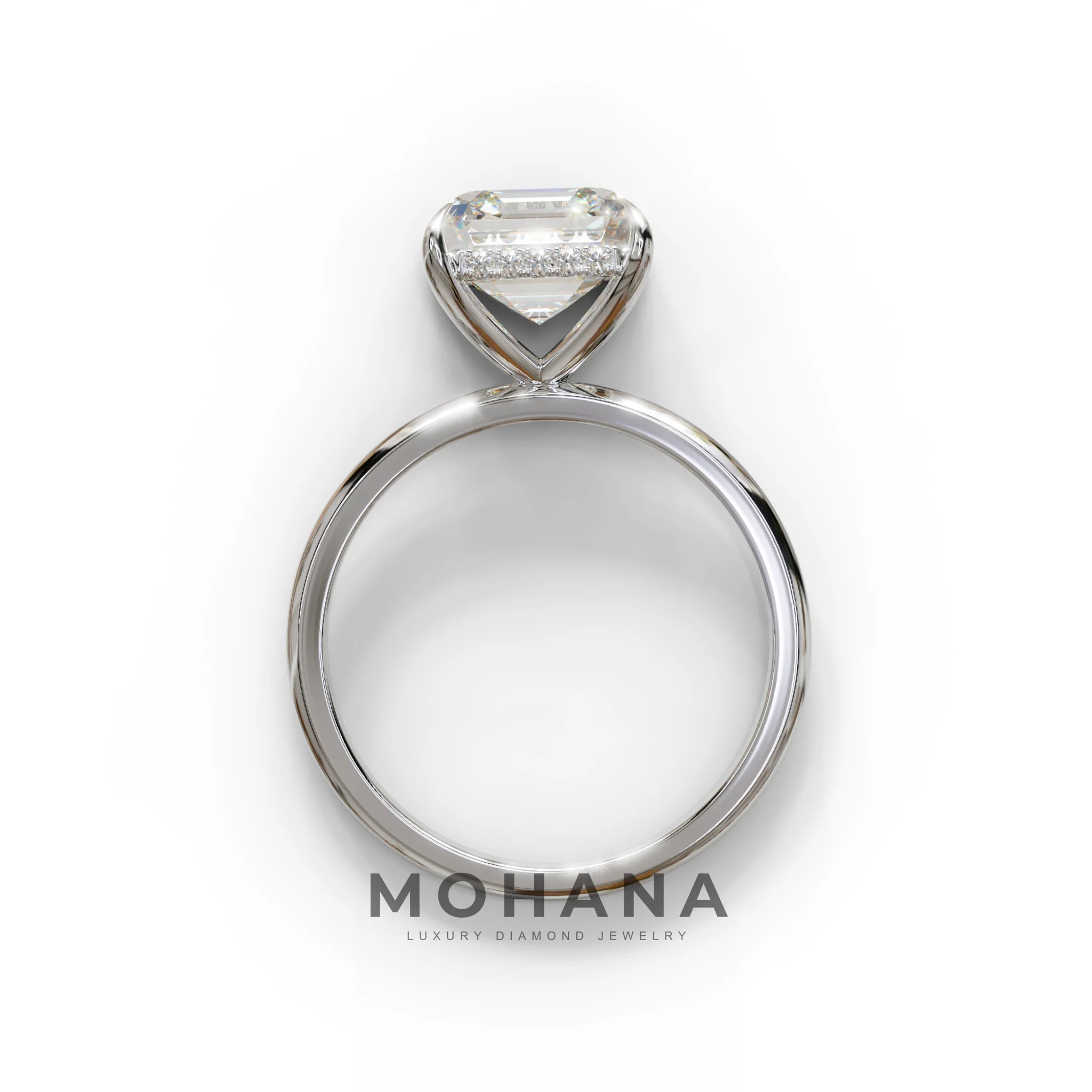 2.5 Carat E-VVS Asscher Cut Hidden Halo Setting Lab Grown Diamond Ring