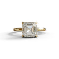 2.5 Carat E-VVS Asscher Cut Hidden Halo Setting Lab Grown Diamond Ring - 10K Solid Gold / Yellow Gold