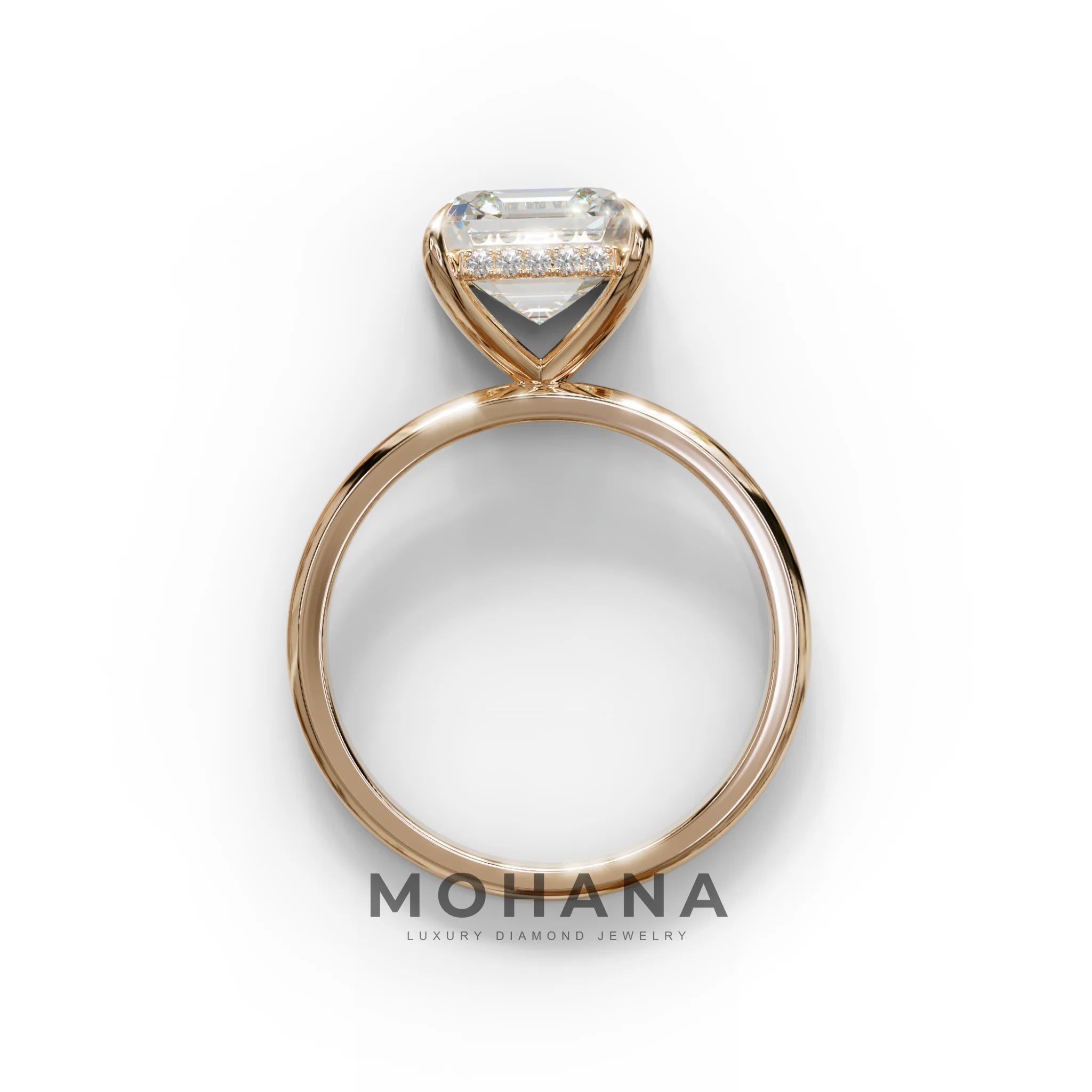 2.5 Carat E-VVS Asscher Cut Hidden Halo Setting Lab Grown Diamond Ring