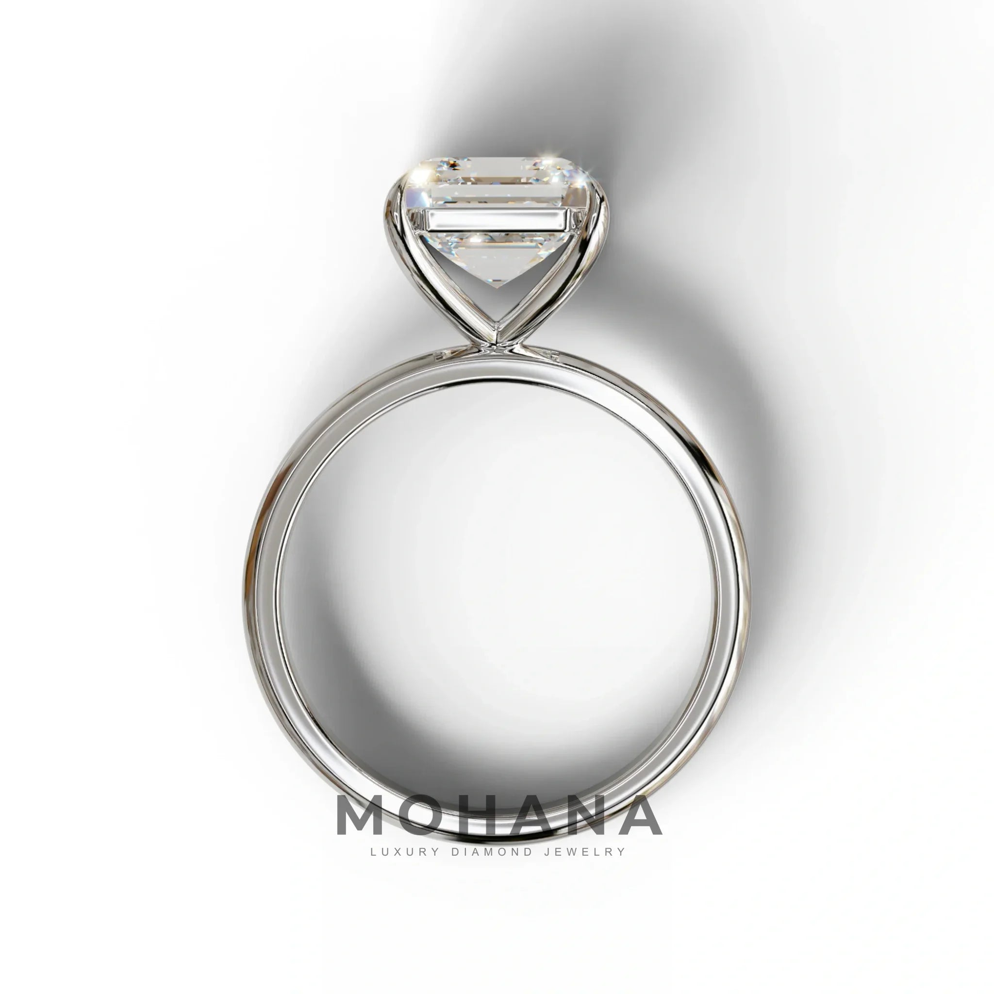 E VVS Asscher Cut Solitaire Lab Grown Diamond Engagement Ring - Fabriciana