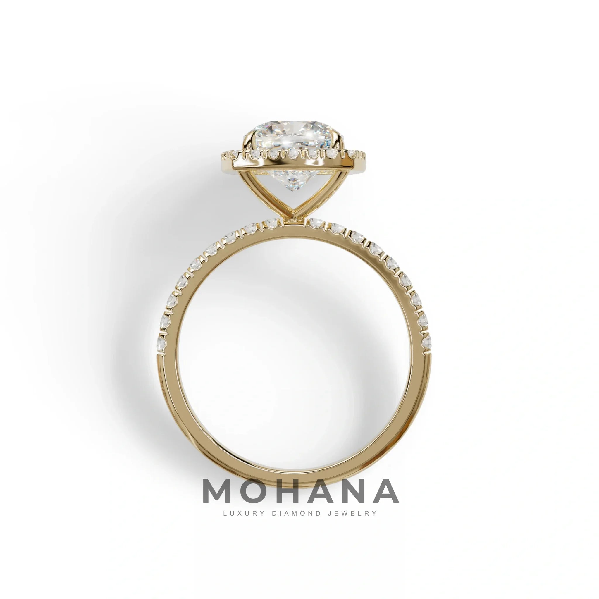 E-VVS Cushion Cut Halo & Pave Lab Grown Diamond Engagement Ring - Rosa