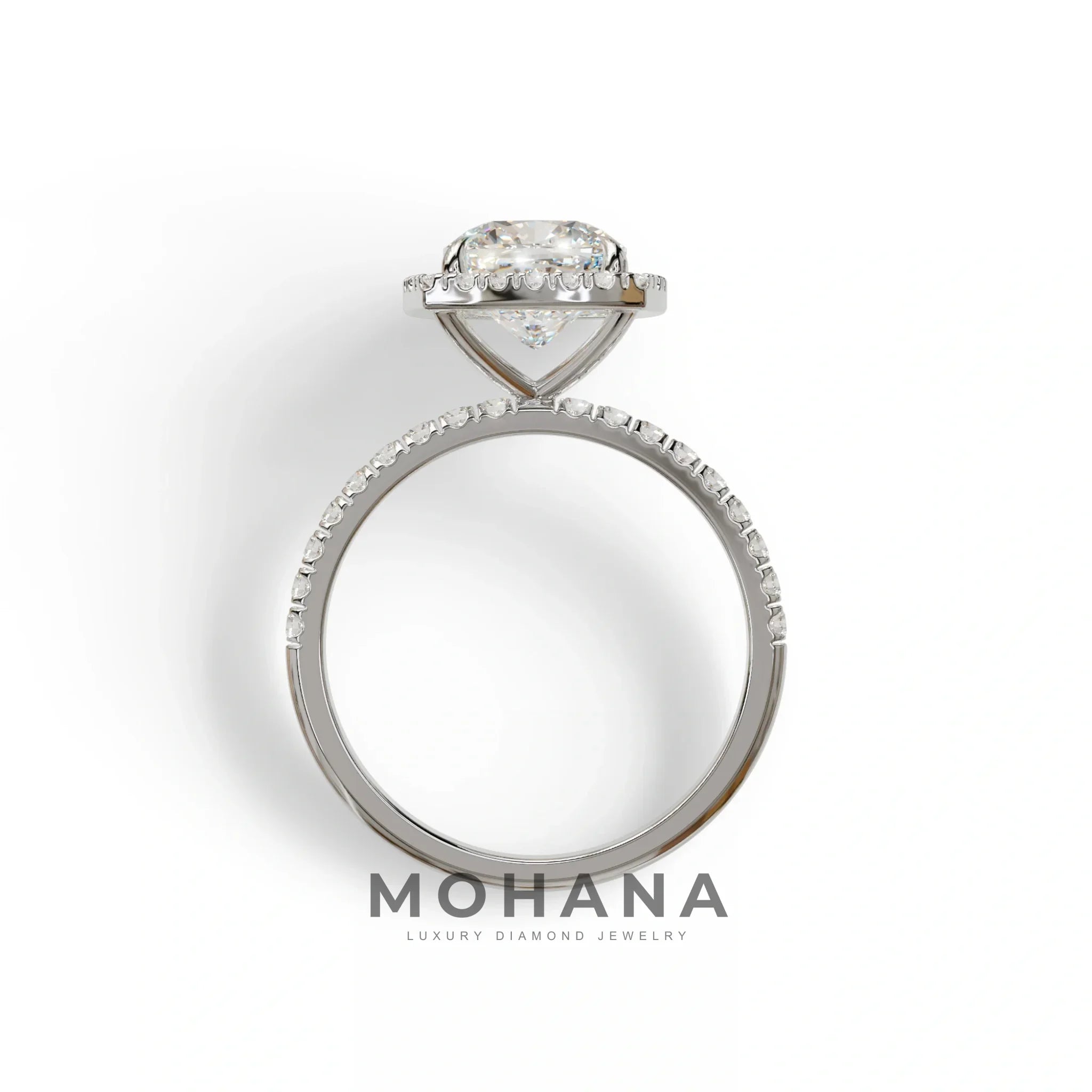 E-VVS Cushion Cut Halo & Pave Lab Grown Diamond Engagement Ring - Rosa