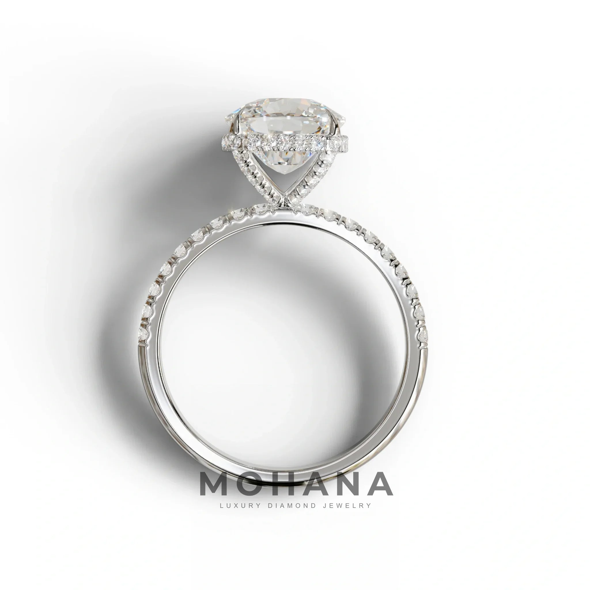 2.5 Carat E-VVS Cushion Cut Hidden Halo & Pave Lab Grown Diamond Ring