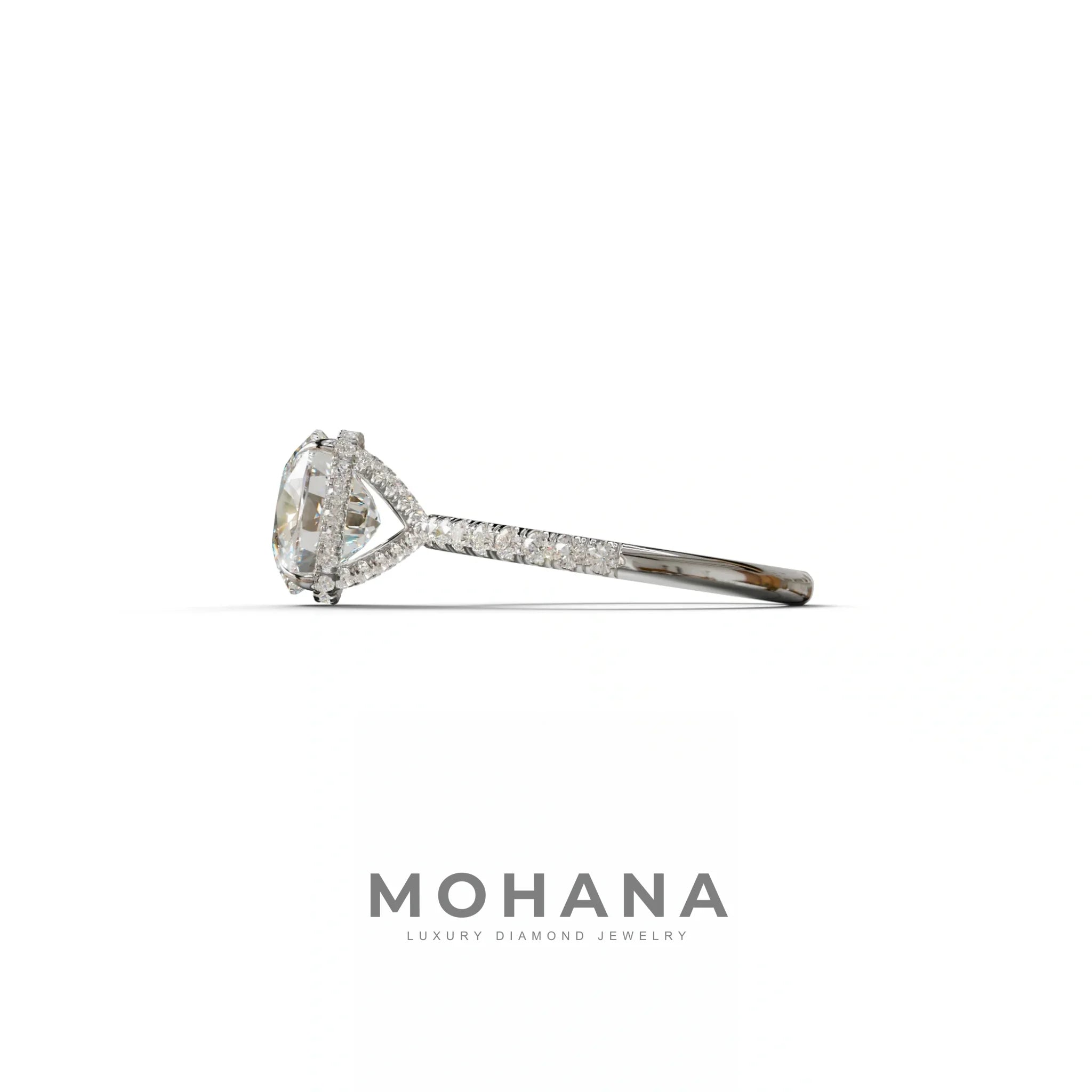 2.5 Carat E-VVS Cushion Cut Hidden Halo & Pave Lab Grown Diamond Ring