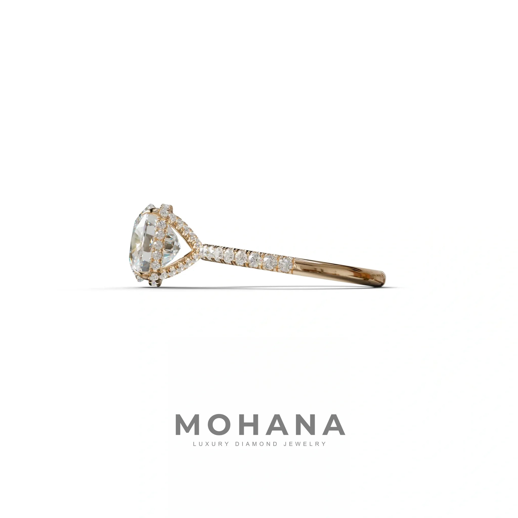 2.5 Carat E-VVS Cushion Cut Hidden Halo & Pave Lab Grown Diamond Ring
