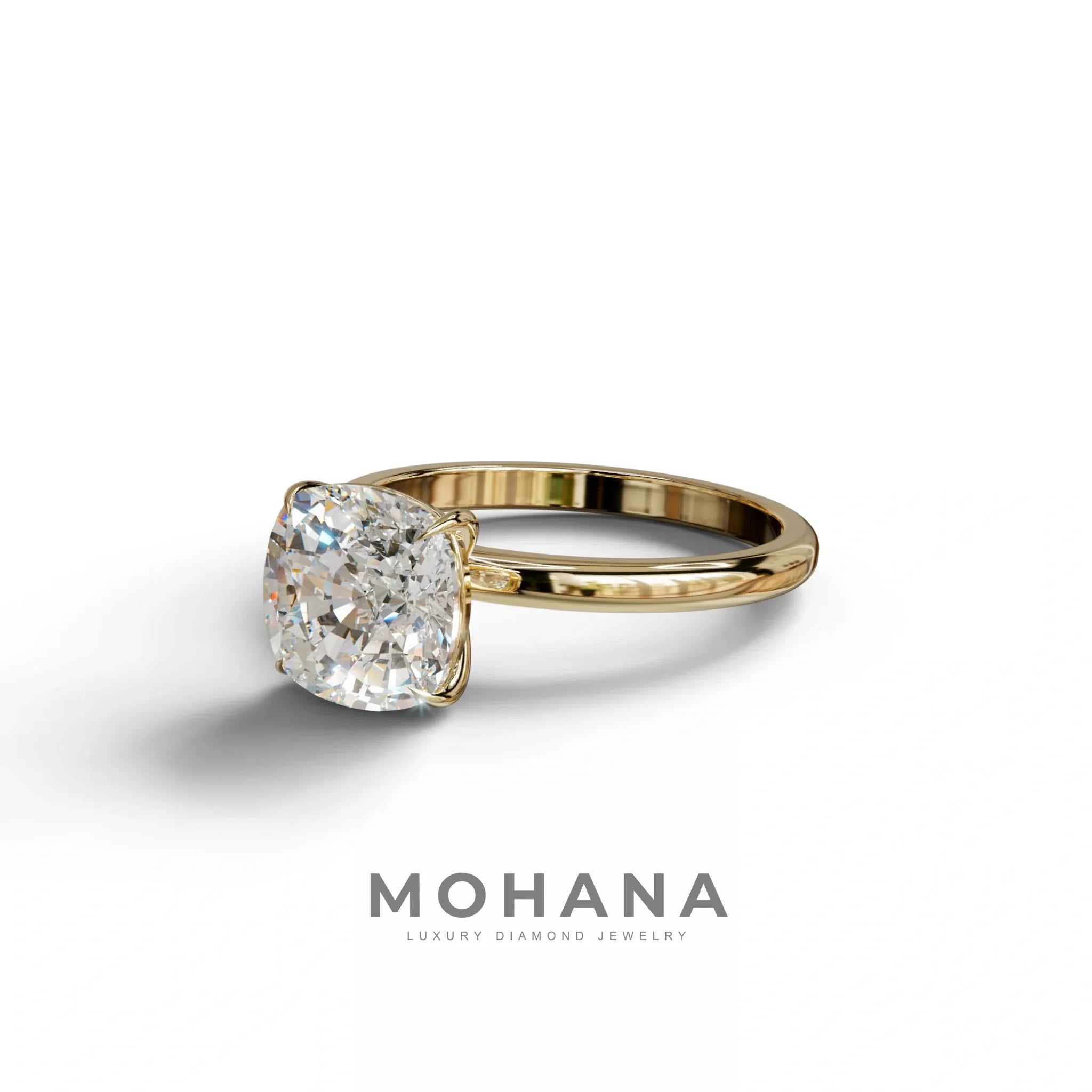 E VVS Cushion Cut Solitaire Lab Grown Diamond Engagement Ring Mesmera