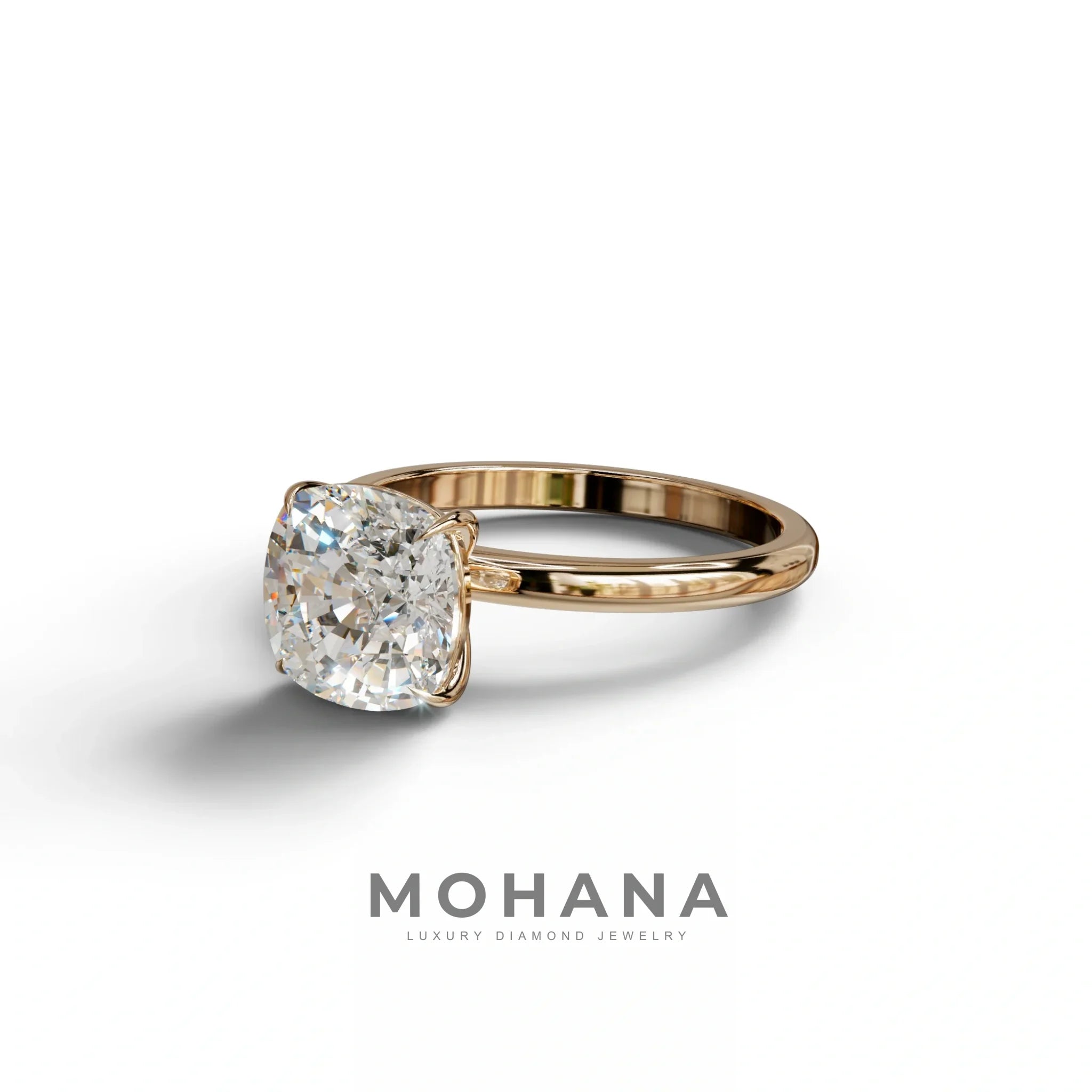 E VVS Cushion Cut Solitaire Lab Grown Diamond Engagement Ring Mesmera