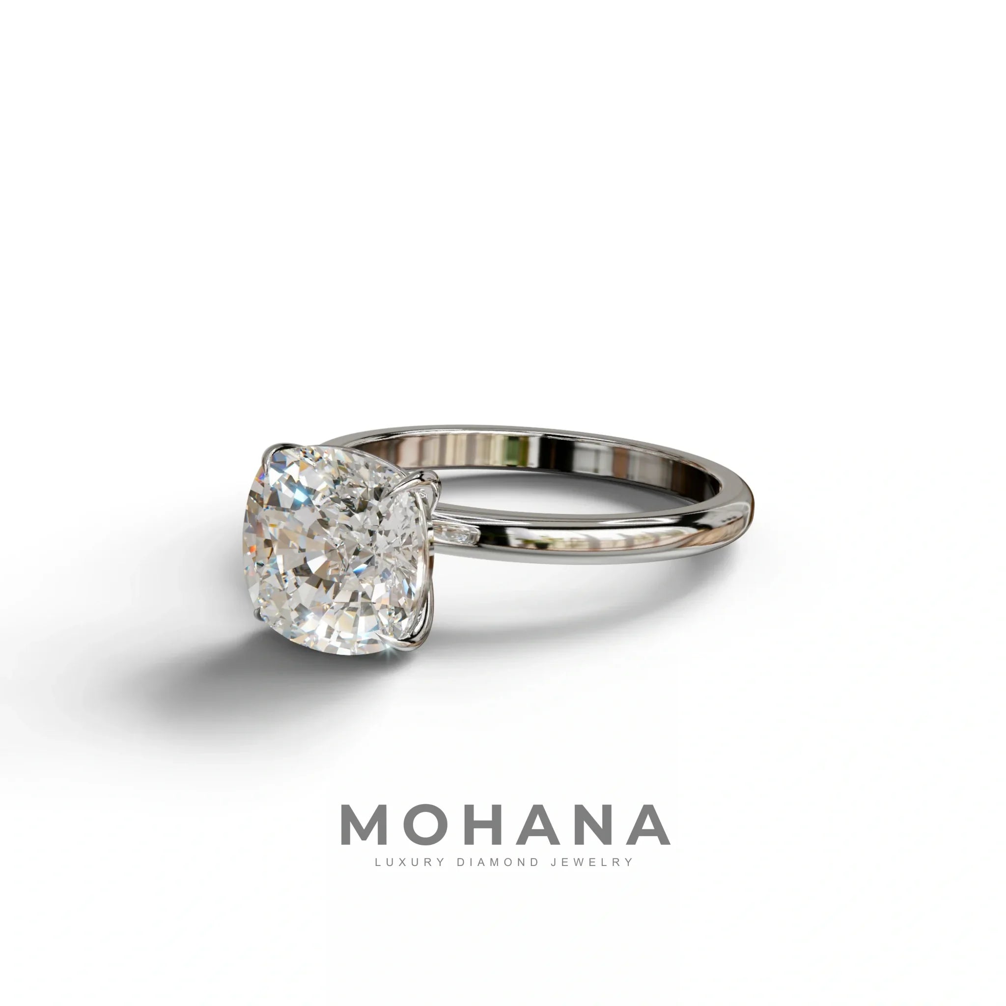 E VVS Cushion Cut Solitaire Lab Grown Diamond Engagement Ring Mesmera