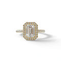 E-VVS Emerald Cut Halo & Pave Lab Grown Diamond Engagement Ring - Viola - 2 Carat / 10K Solid Gold / Yellow Gold