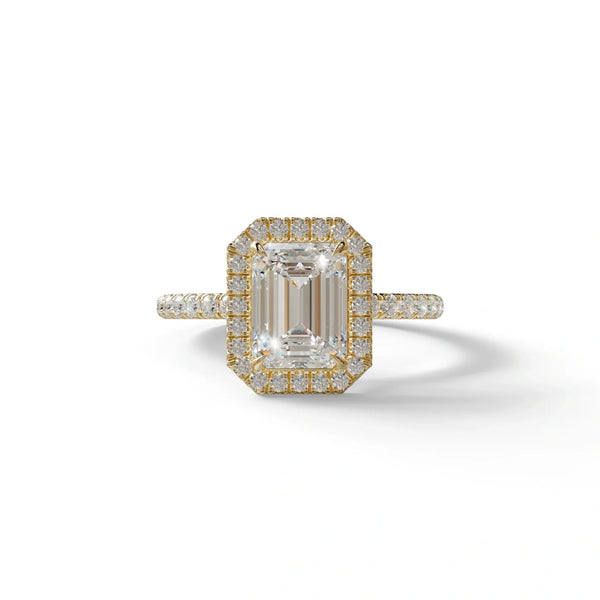 2 to 5 Carat Lab Grown Diamond Engagement Ring – Emerald Cut Halo | Viola