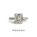 2.5 Ct E/VVS Emerald Cut Lab Diamond In Hidden Halo & Pave Setting Ring - Siena - 10K Solid Gold / White Gold