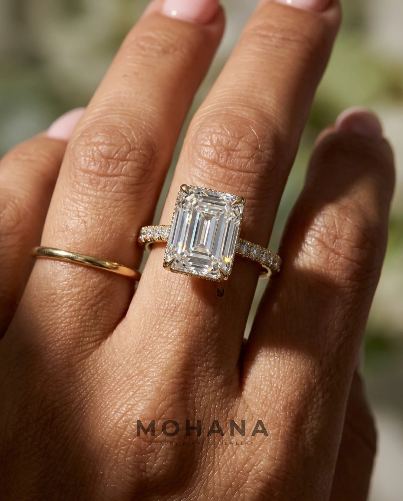 2.5 Carat Lab Grown Diamond Engagement Ring – Emerald Cut Hidden Halo | Siena - Engagement Ring