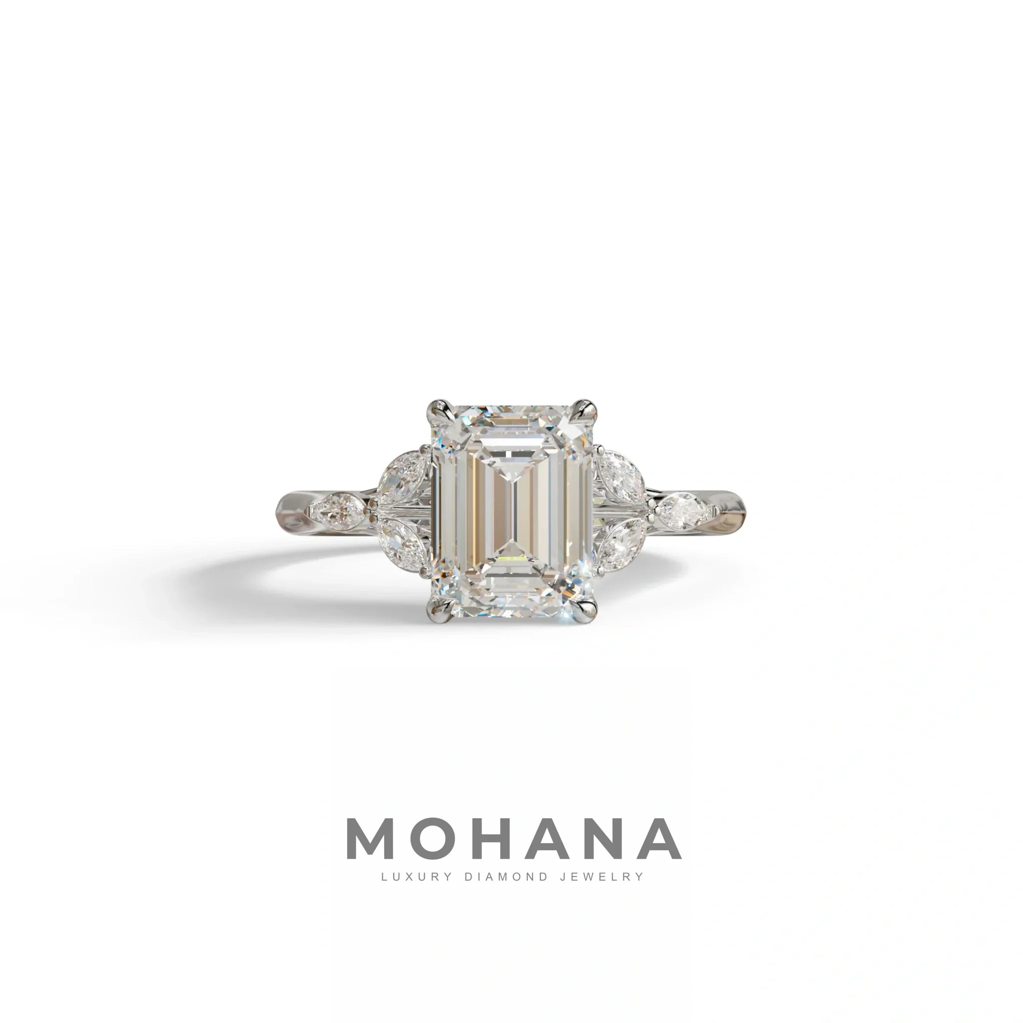 2.5 Carat Lab Grown Diamond Engagement Ring · Emerald Cut Nature-Inspired | Verona - view 3