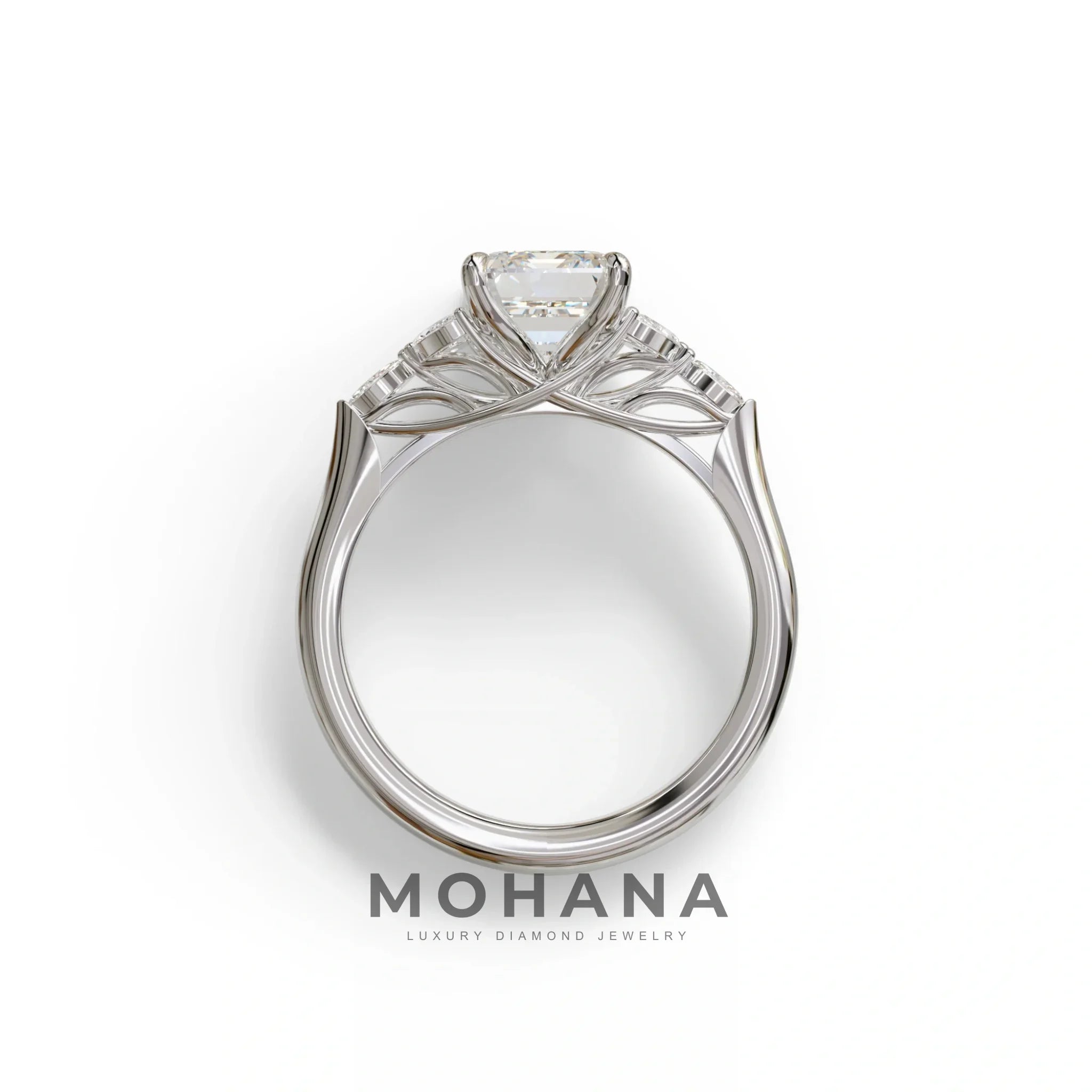 2.5 Carat Lab Grown Diamond Engagement Ring · Emerald Cut Nature-Inspired | Verona - view 9