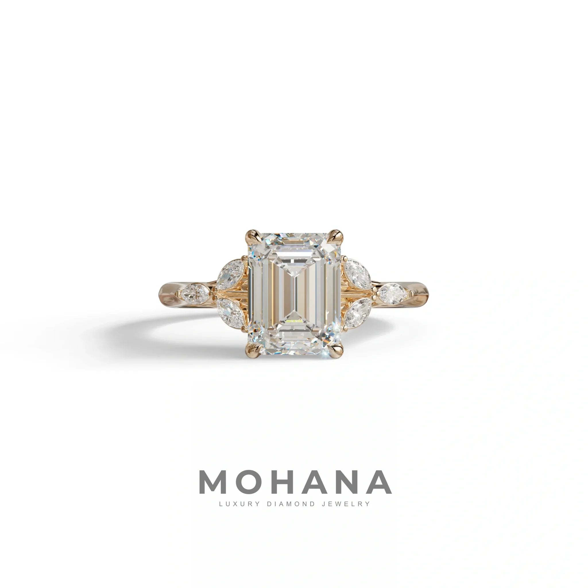 2.5 Carat Lab Grown Diamond Engagement Ring · Emerald Cut Nature-Inspired | Verona - view 2