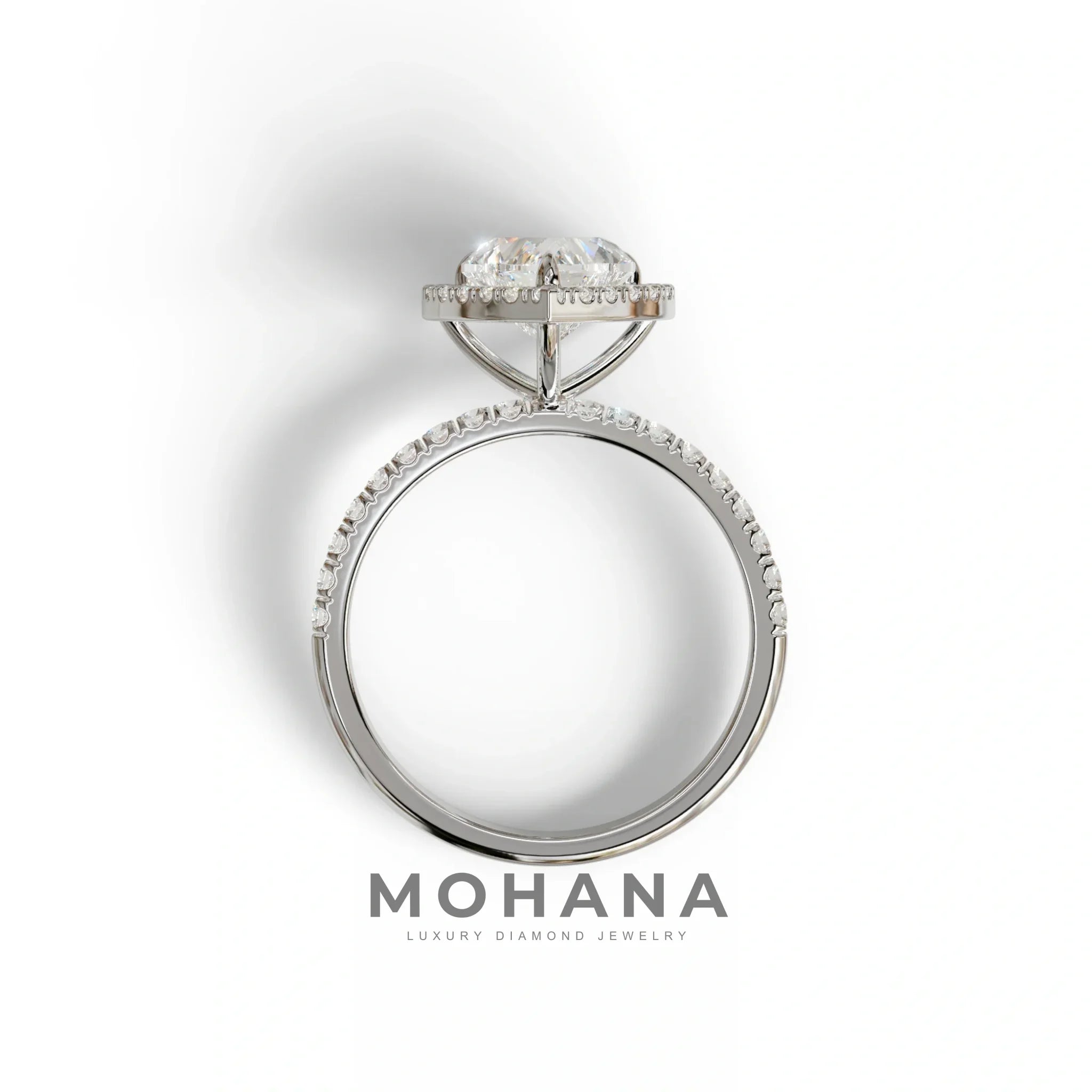 E VVS Heart Cut Halo & Pavé Lab Grown Diamond Engagement Ring - Gelia