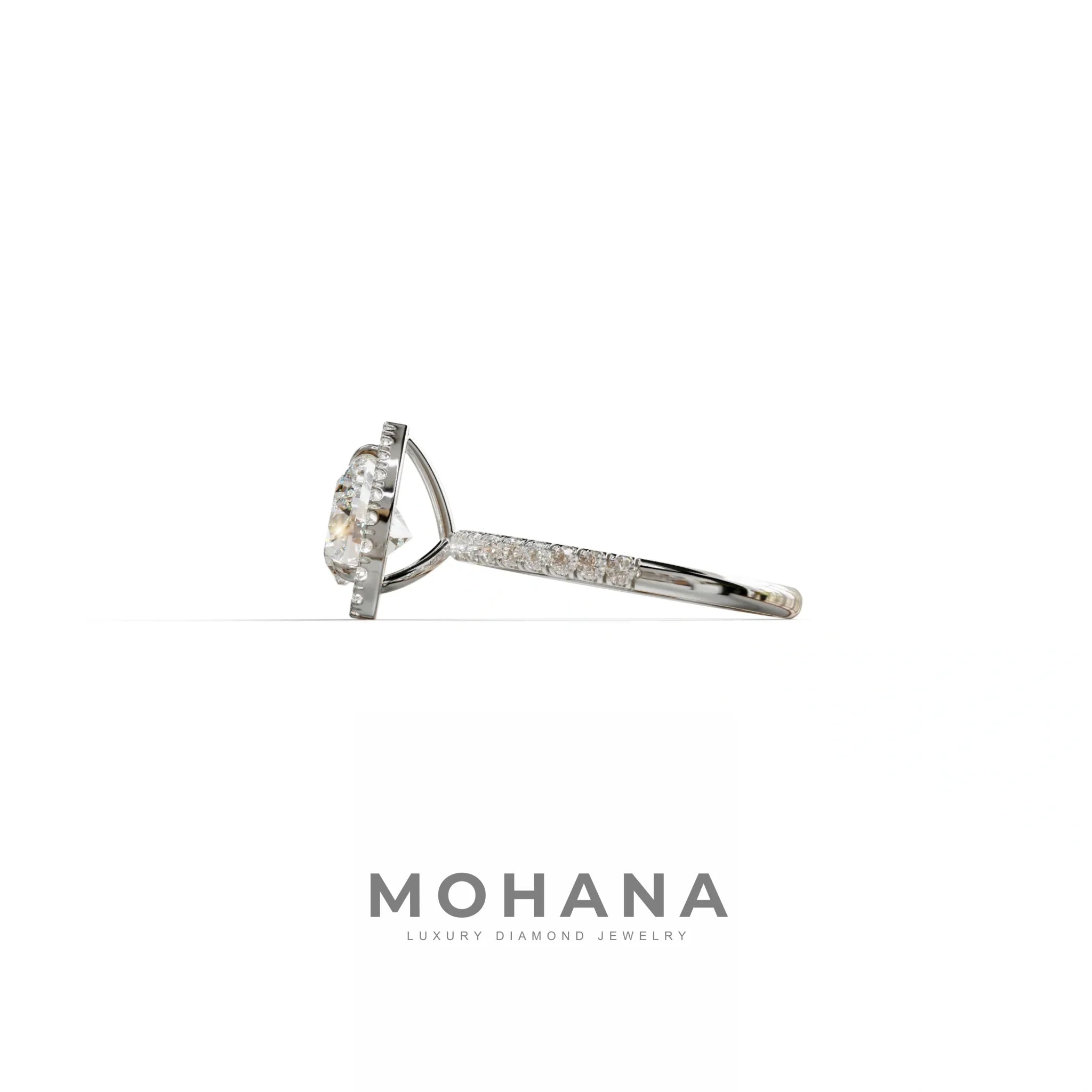 E VVS Heart Cut Halo & Pavé Lab Grown Diamond Engagement Ring - Gelia