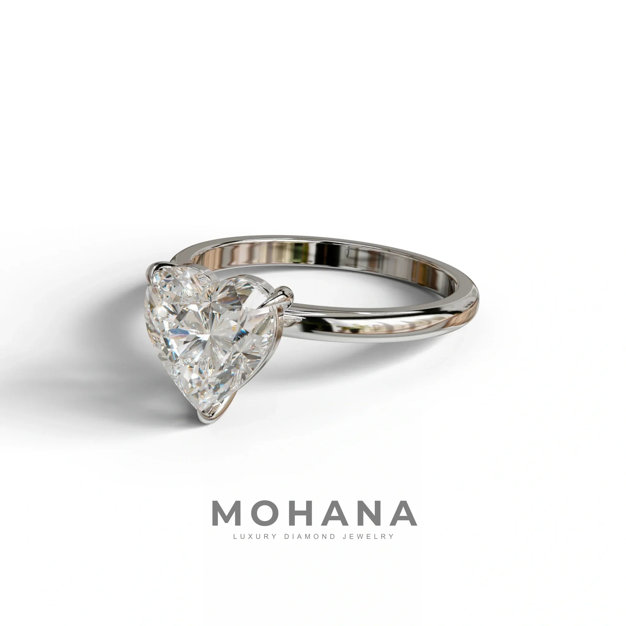E-VVS Heart Cut Solitaire Lab Grown Diamond Engagement Ring - Mellow