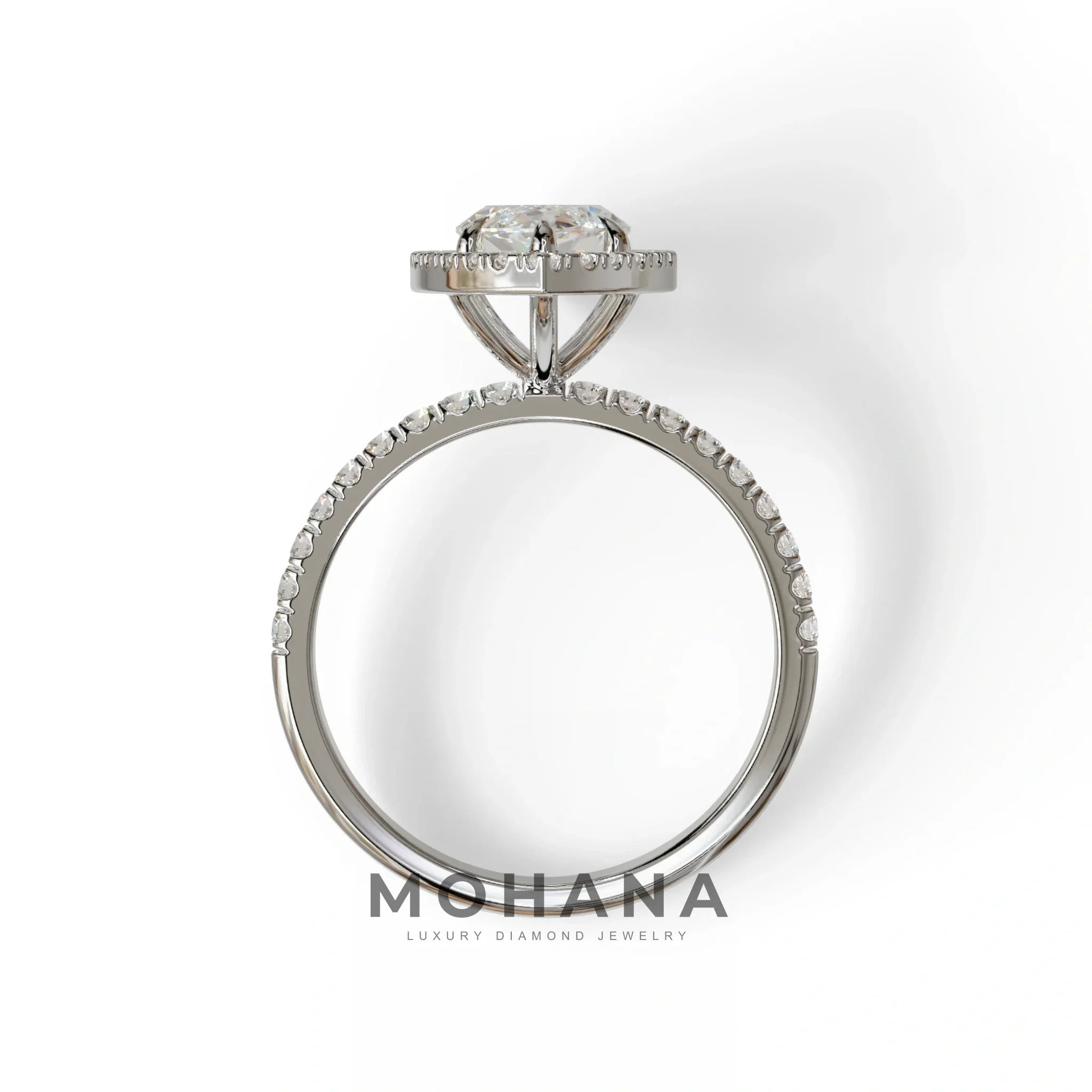 E-VVS Marquise Cut Halo & Pave Lab Grown Diamond Engagement Ring - Simplicity
