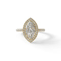 E-VVS Marquise Cut Halo & Pave Lab Grown Diamond Engagement Ring - Simplicity - 2 Carat / 10K Solid Gold / Yellow Gold
