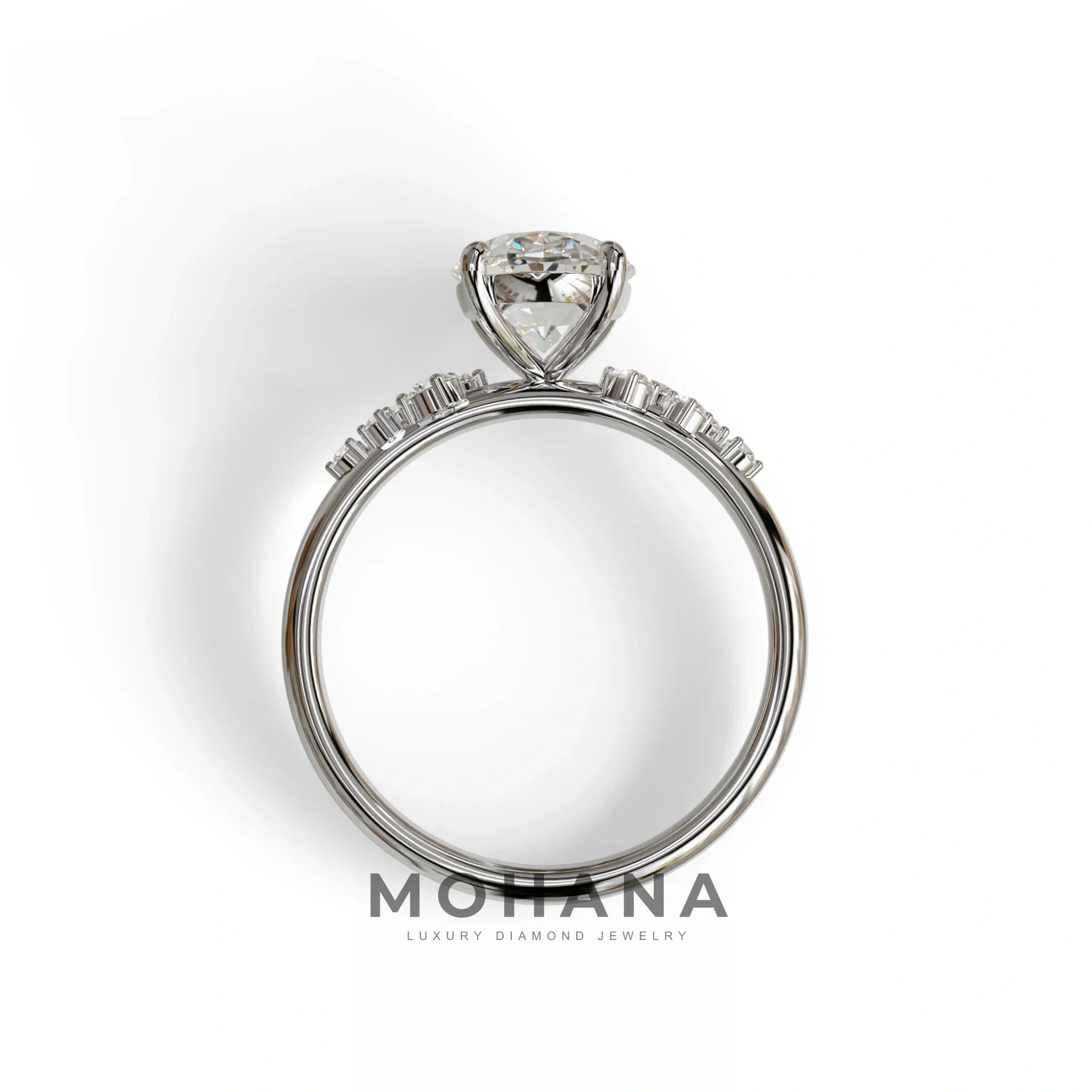 E-VVS Oval Cut Cluster-Vintage Setting Lab Grown Diamond Ring - Celeste Arc