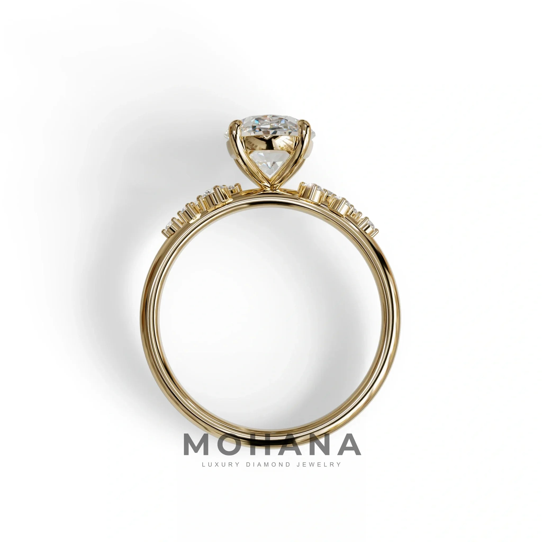 E-VVS Oval Cut Cluster-Vintage Setting Lab Grown Diamond Ring - Celeste Arc