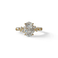 E-VVS Oval Cut Cluster-Vintage Setting Lab Grown Diamond Ring - Celeste Arc - 2 Carat / 10K Solid Gold / Yellow Gold