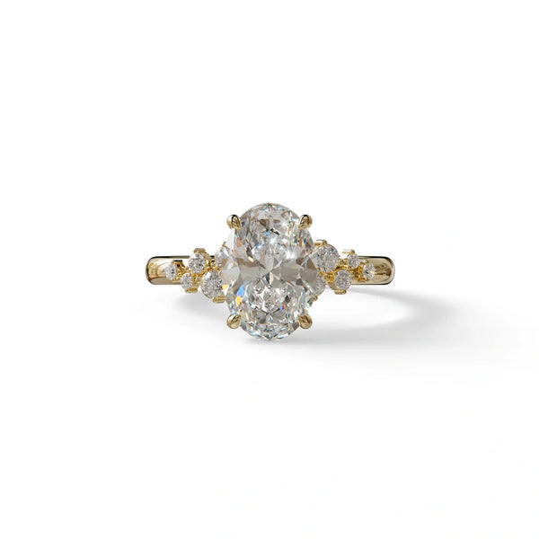 2 to 5 Carat Lab Grown Diamond Engagement Ring – Oval Cut Cluster | Celeste Arc