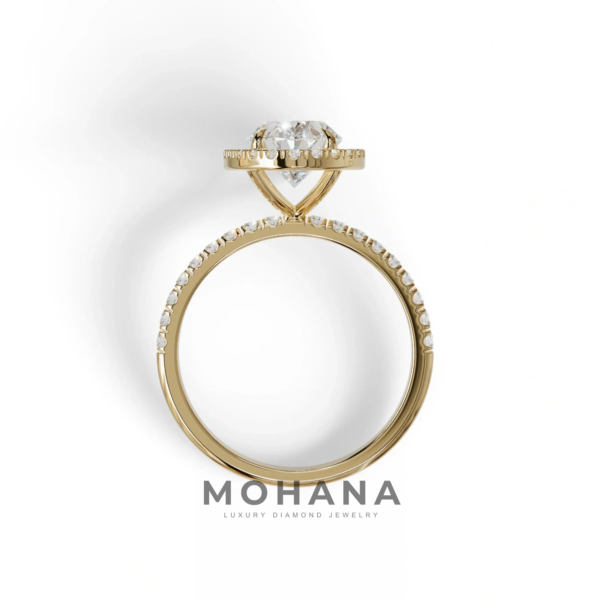 E-VVS Oval Cut Halo & Pave Lab Grown Diamond Engagement Ring - AnnaBella