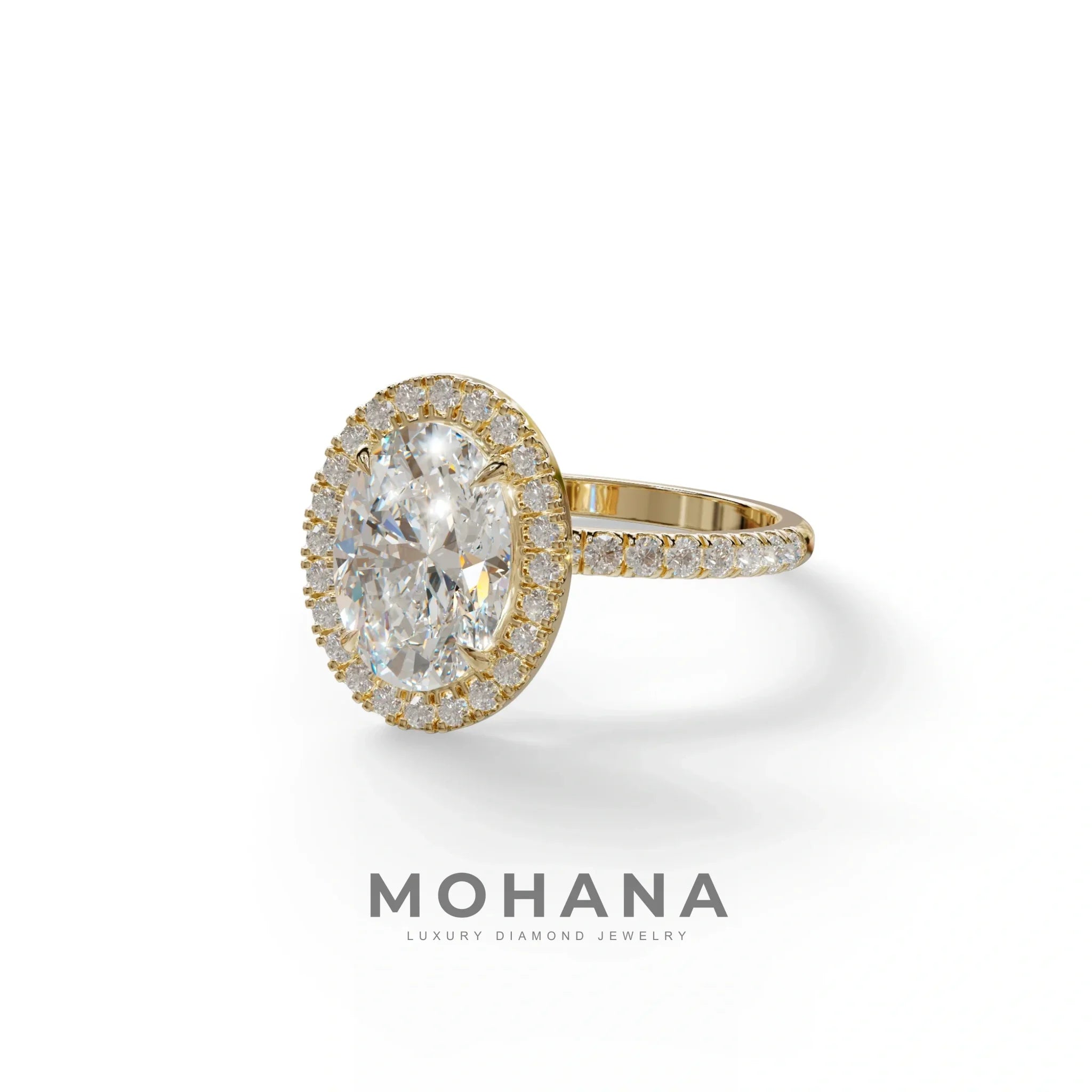 E-VVS Oval Cut Halo & Pave Lab Grown Diamond Engagement Ring - AnnaBella