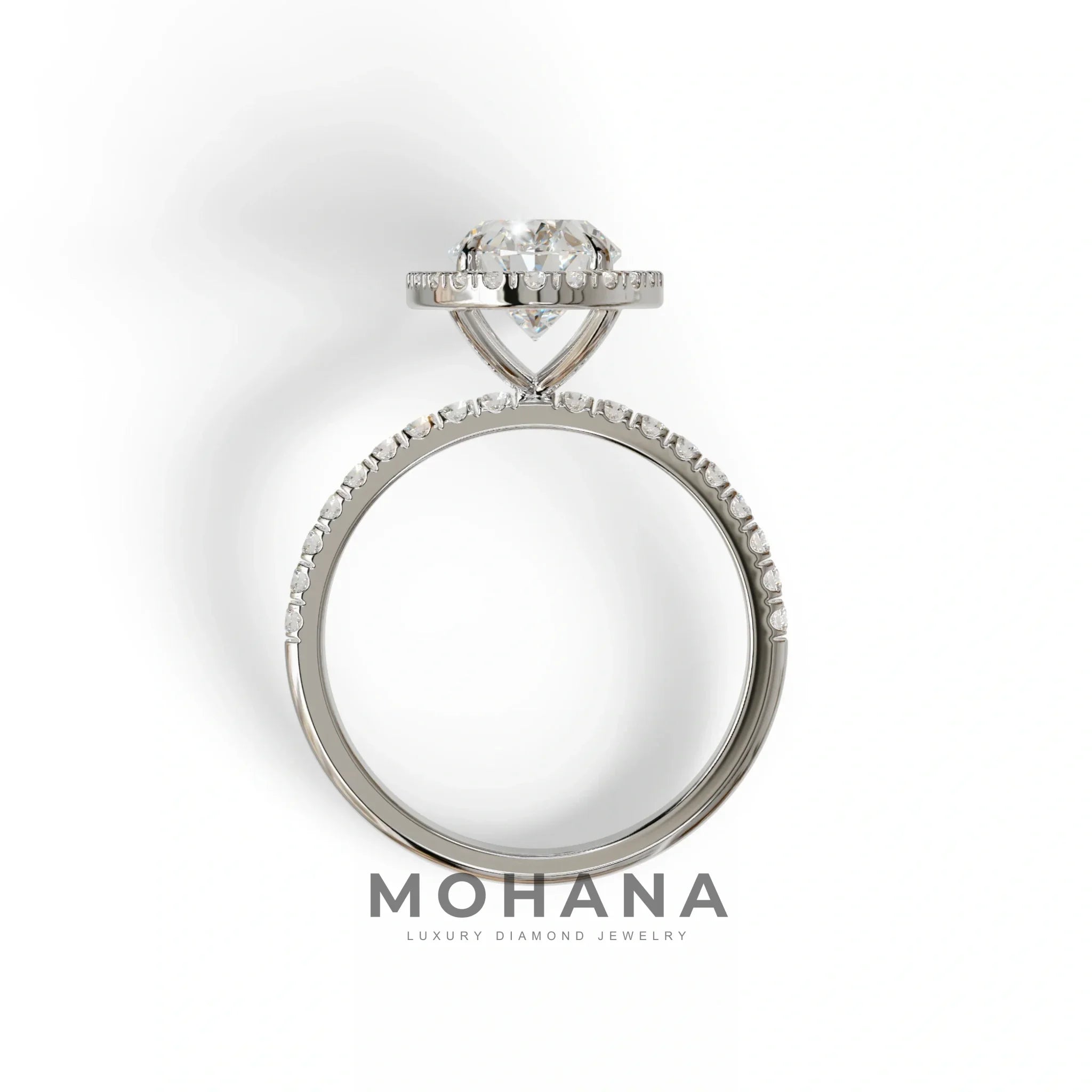 E-VVS Oval Cut Halo & Pave Lab Grown Diamond Engagement Ring - AnnaBella