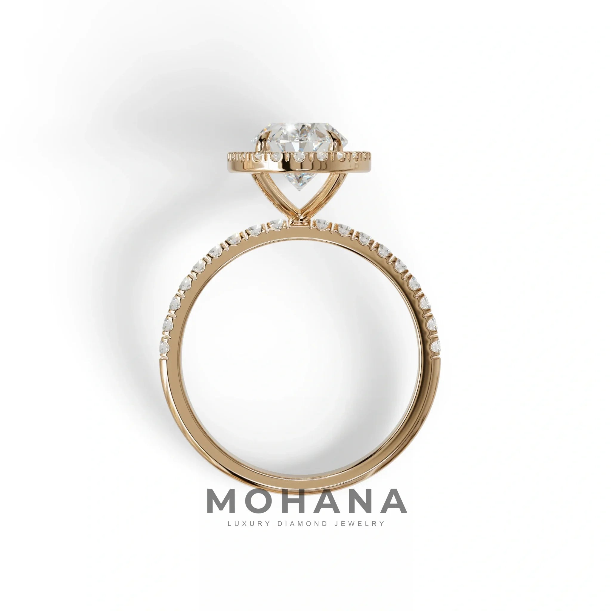 E-VVS Oval Cut Halo & Pave Lab Grown Diamond Engagement Ring - AnnaBella
