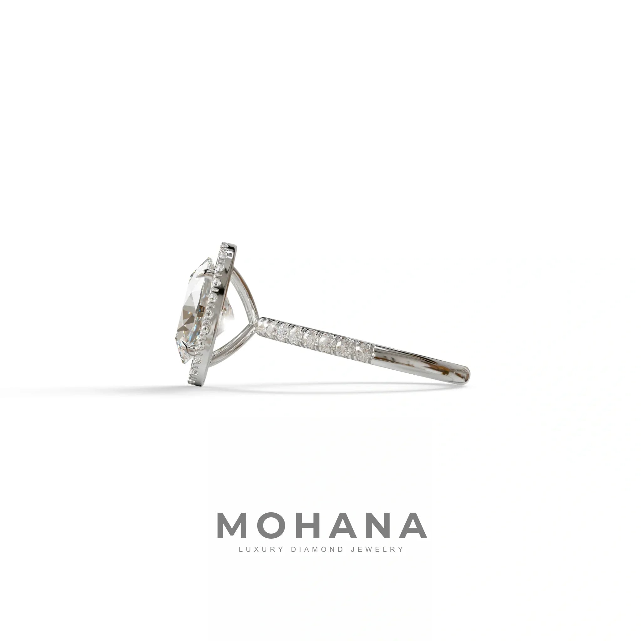 E-VVS Oval Cut Halo & Pave Lab Grown Diamond Engagement Ring - AnnaBella