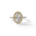 E-VVS Oval Cut Halo & Pave Lab Grown Diamond Engagement Ring - AnnaBella - 2 Carat / 10K Solid Gold / Yellow Gold