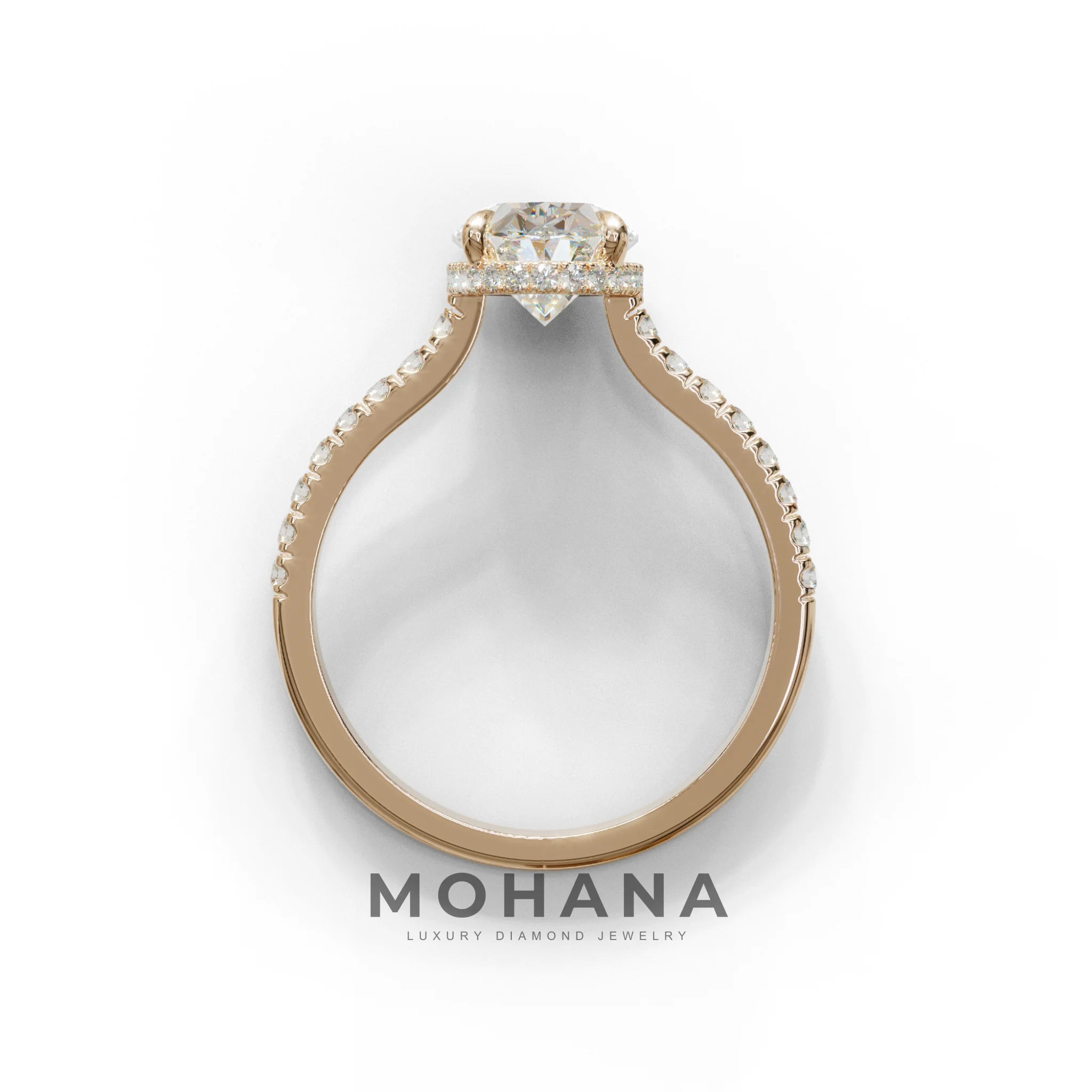 2.5 Carat E VVS Oval Hidden Halo & Pave Setting Lab Diamond Ring - Eblouissant