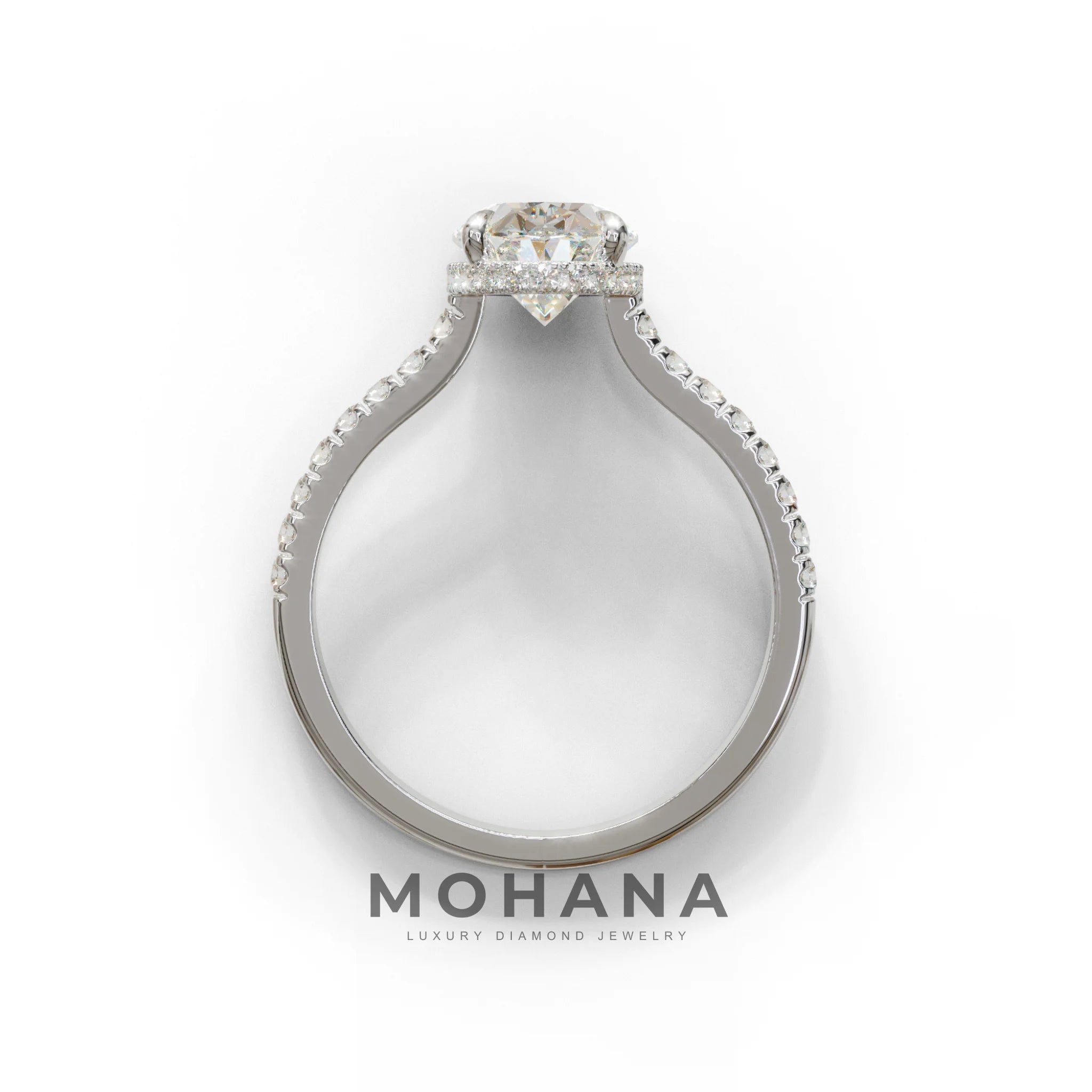 2.5 Carat E VVS Oval Hidden Halo & Pave Setting Lab Diamond Ring - Eblouissant