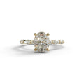 2.5 Carat E-VVS Oval Cut Hidden Halo & Pave Lab Diamond Ring - Laina - 10K Solid Gold / Yellow Gold