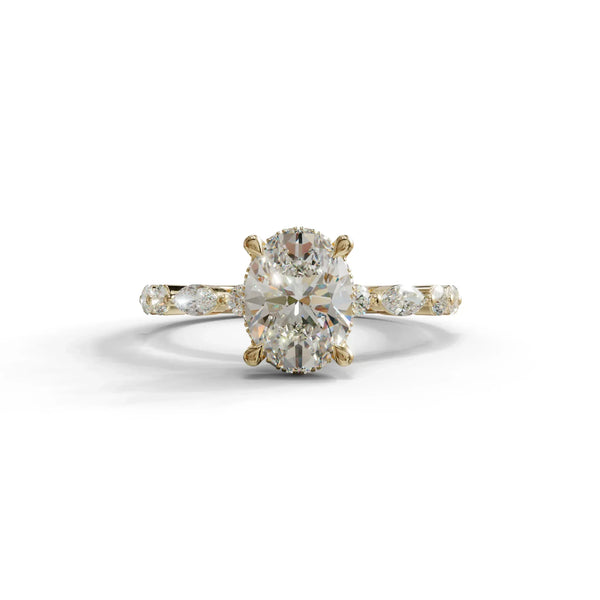 2.5 Carat Lab Grown Diamond Engagement Ring · Oval Cut Hidden Halo