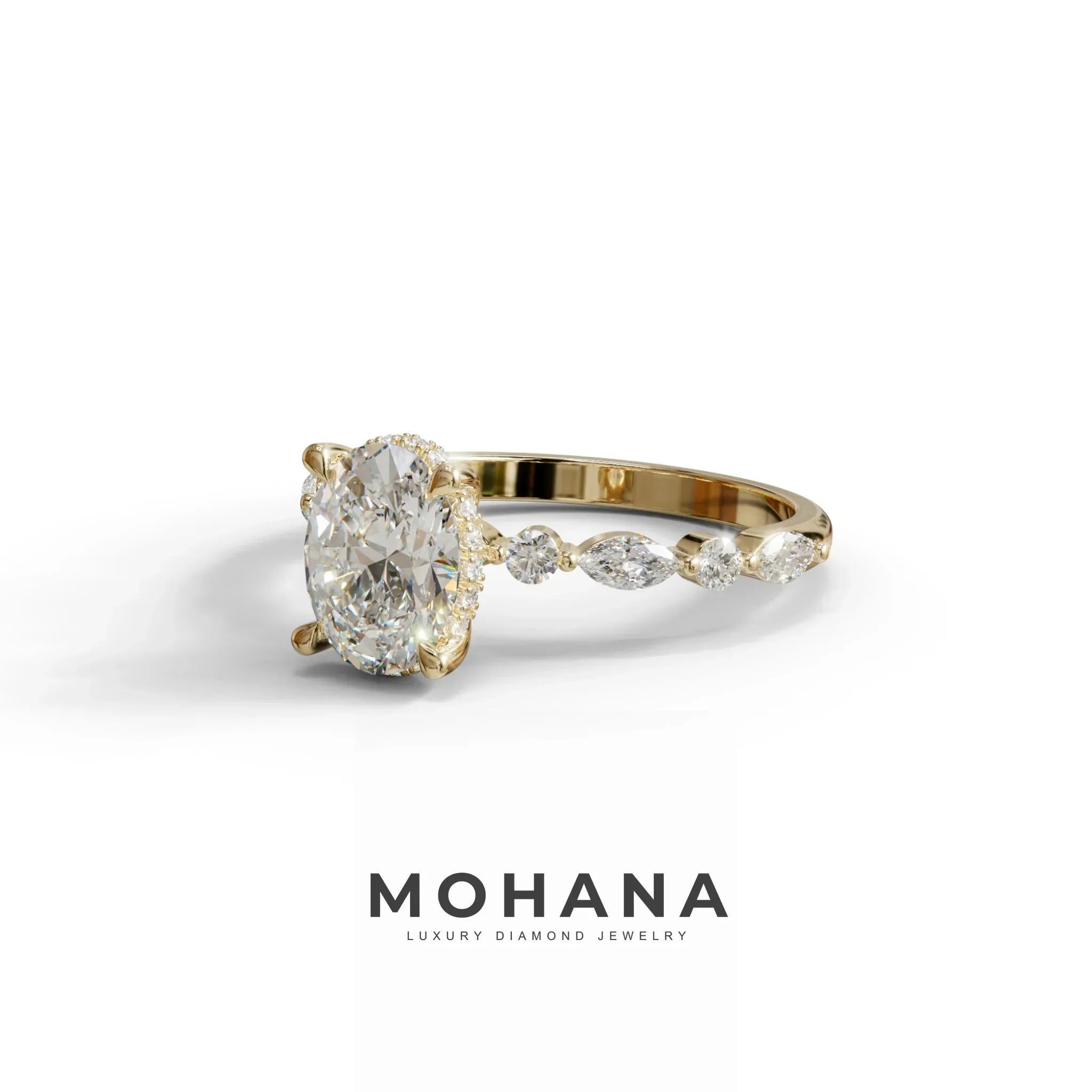 2.5 Carat E-VVS Oval Cut Hidden Halo & Pave Lab Diamond Ring - Laina