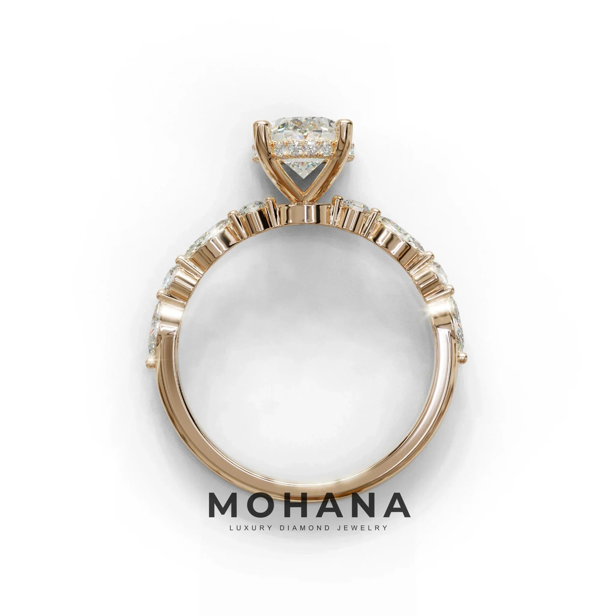 2.5 Carat E-VVS Oval Cut Hidden Halo & Pave Lab Diamond Ring - Laina