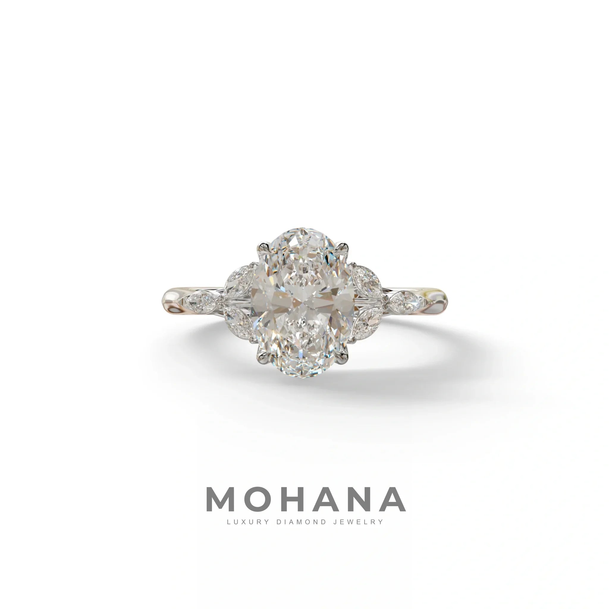2.5 Carat Lab Grown Diamond Engagement Ring · Oval Cut Nature-Inspired | Halcyon - view 3