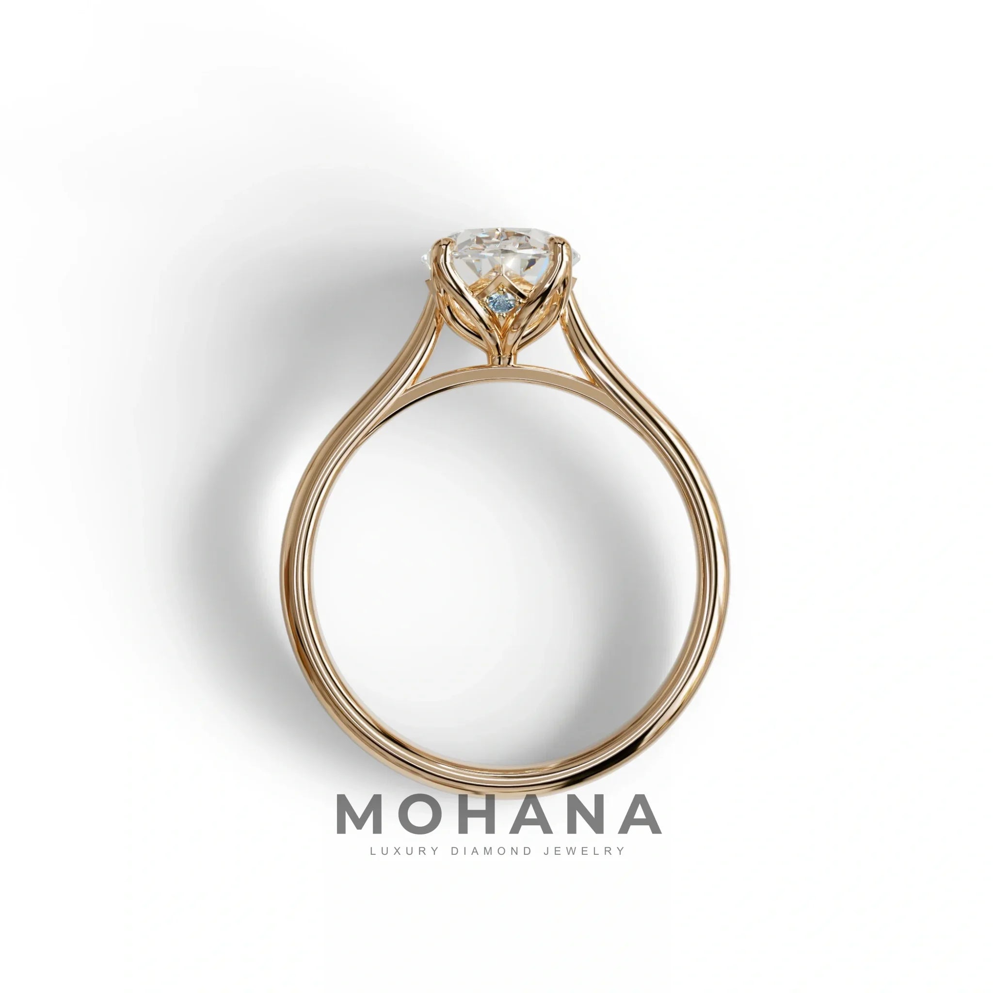 E VVS Oval Cut Hidden Diamond Solitaire Lab Grown Diamond Ring - Secrecy