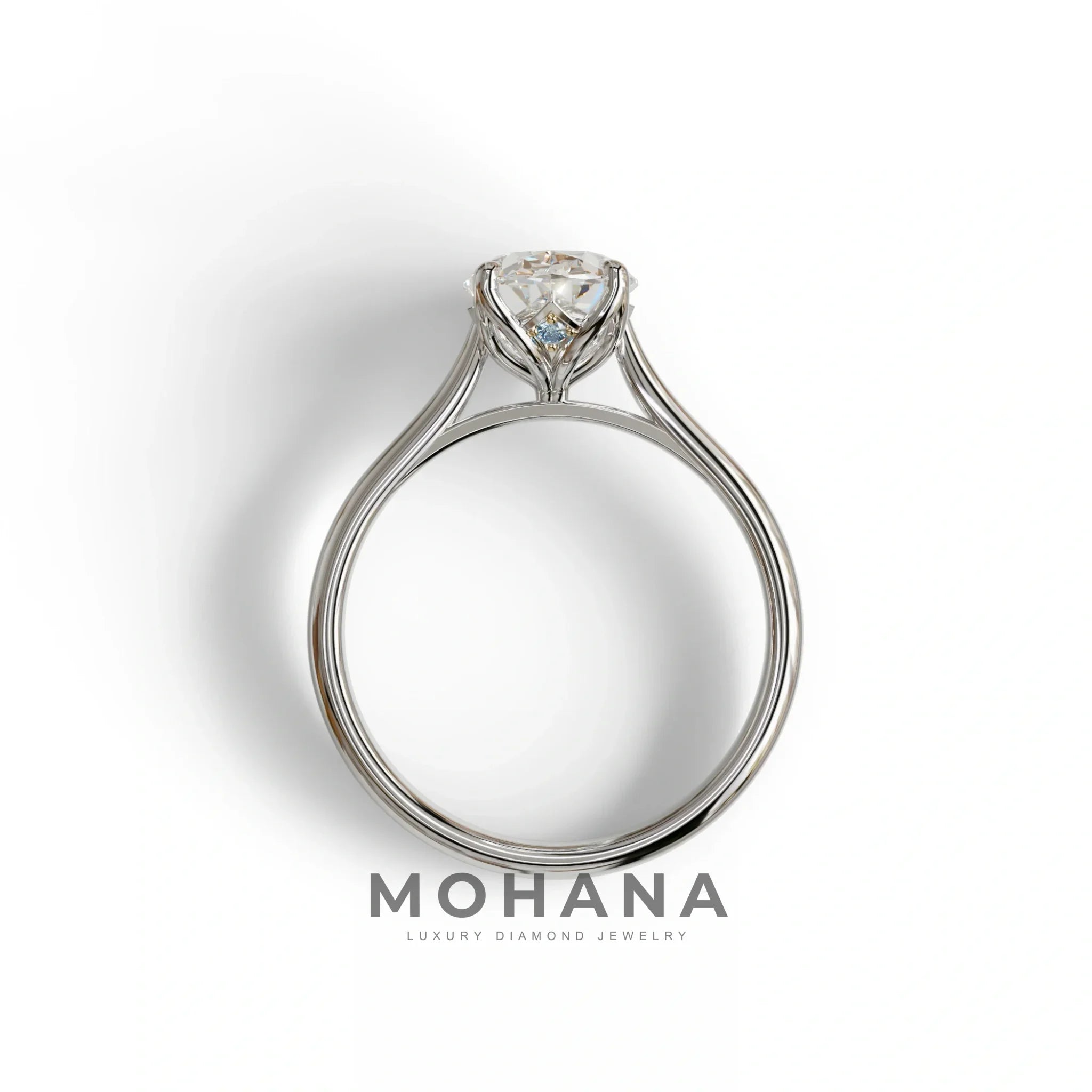 E VVS Oval Cut Hidden Diamond Solitaire Lab Grown Diamond Ring - Secrecy